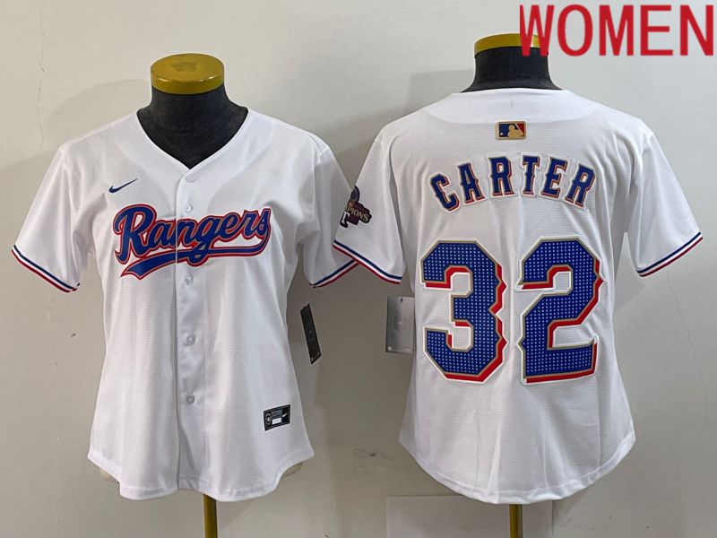 Women Texas Rangers #32 Carter White Champion Game Nike 2024 MLB Jersey style 1